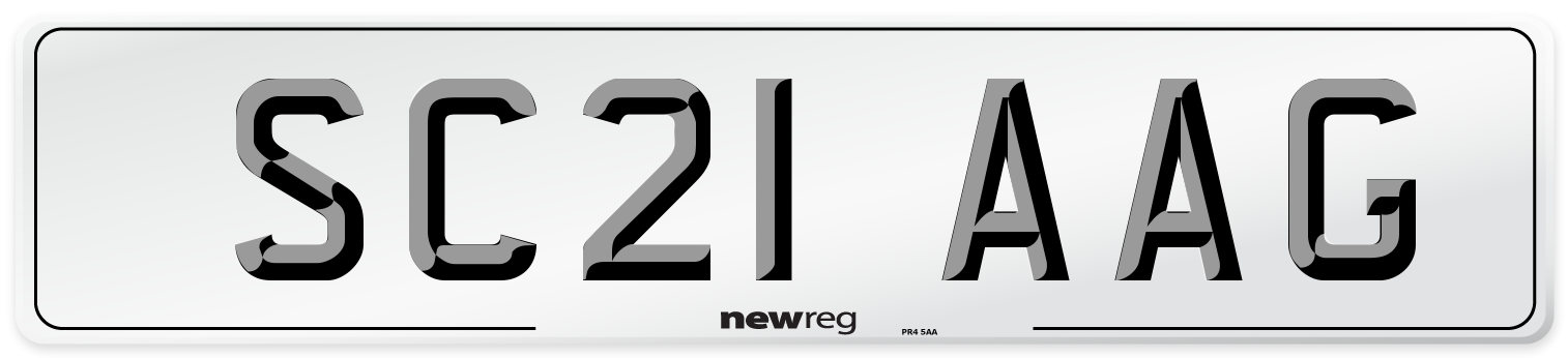 SC21 AAG Number Plate from New Reg